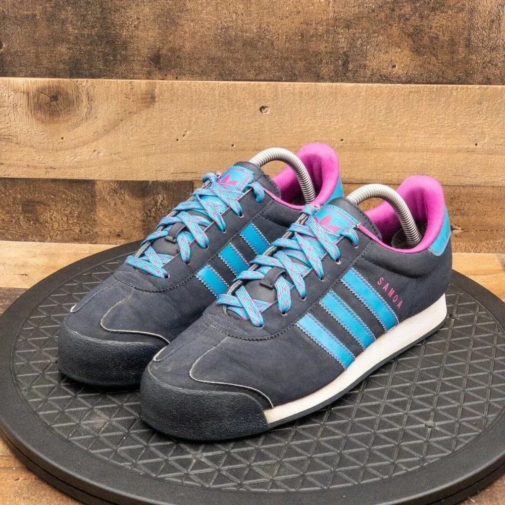 ADIDAS SAMOA WOMENS ATHLETIC SHOES BLUE LOW CASUAL SNEAKERS SKATE SIZE 8.5